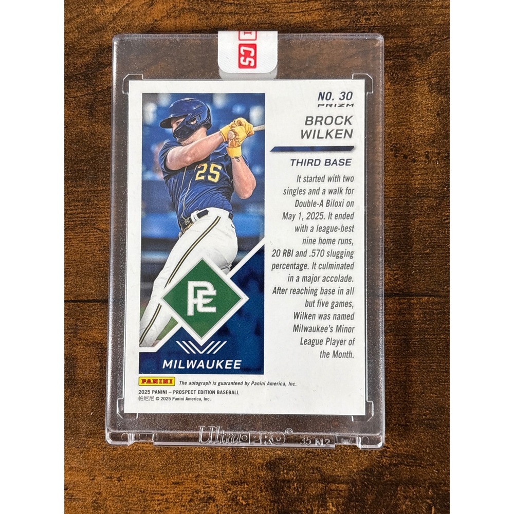 2025 Panini Prospect Edition Brock Wilken Prizm Autograph Milwaukee Card No 30 - Picture 3 of 4